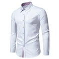 thumbnail image 3 of safuny Men's Turn Down Collar Sweatshirts Button Slim Suit Tops Big&Tall Fashion Solid Color Shackets Long Sleeve Shirts Jackets Outwear Casual Business Workout White L, 3 of 8