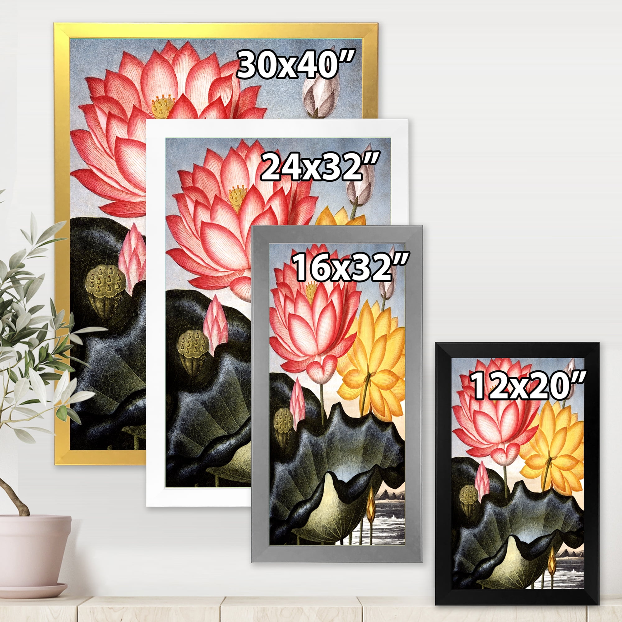 Designart 'Ancient Flowers II' Traditional Framed Art Print