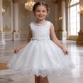 thumbnail image 1 of hengsof Robe Pouf Sans Manches à Col Rond Perlée pour Fille, Robe de Princesse Brodée Mode Été Adaptée aux Enfants de 3 à 12 Ans, Robe de Soirée, 1 of 7