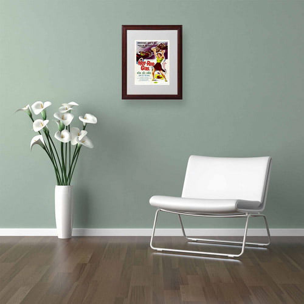 Trademark Fine Art "Hot Rod Girl" Matted Framed Art by Vintage Apple Collection, Wood Frame