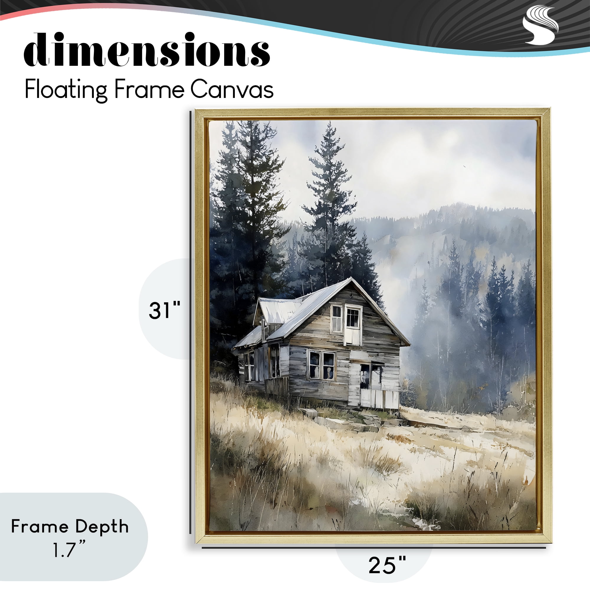 Stupell Industries Old Mountain House Gold Framed Floater Canvas Wall Art, design by Franklyn Gregory