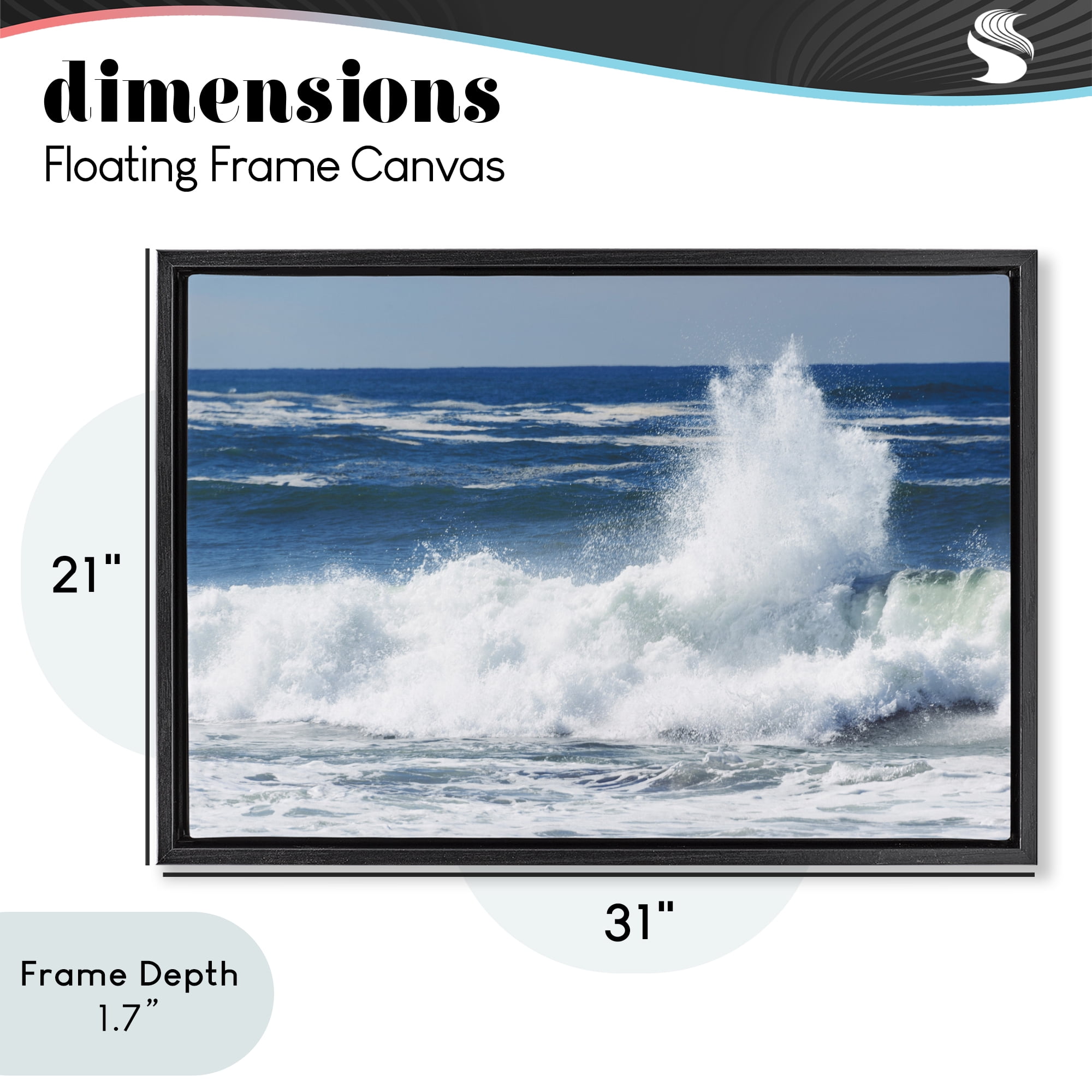 Stupell Industries Crashing Waves Splash Black Framed Floater Canvas Wall Art, design by JLM Photographs