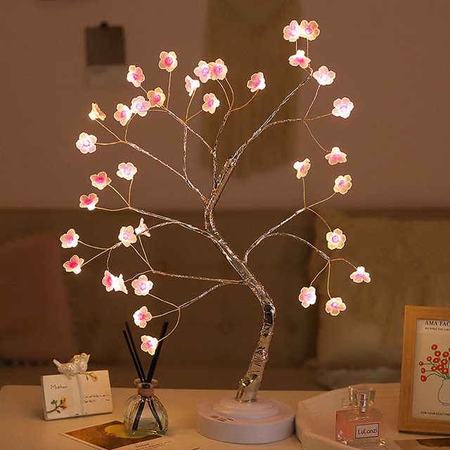 Luz Decorativa Del Árbol De Flor De Durazno Luz Decorativa Del Árbol De Flor De Durazno DIY LED Peach Blossom Tree Night Light Adornos Holiday Lighting Home Decor