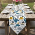 thumbnail image 6 of Cartoons Dinosaurs Table Runner Linen Burlap Table Runner 70 Inches Long Cute Animals Palm Trees Mountains Dresser Scarves for Kitchen Island Coffee Dining Party Wedding Banquet Holiday Decor 13"x70", 6 of 8