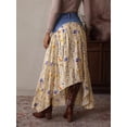 thumbnail image 2 of Womens Blue Denim Waist Floral Patchwork Maxi Skirt Casual Bohemian Style, 2 of 7
