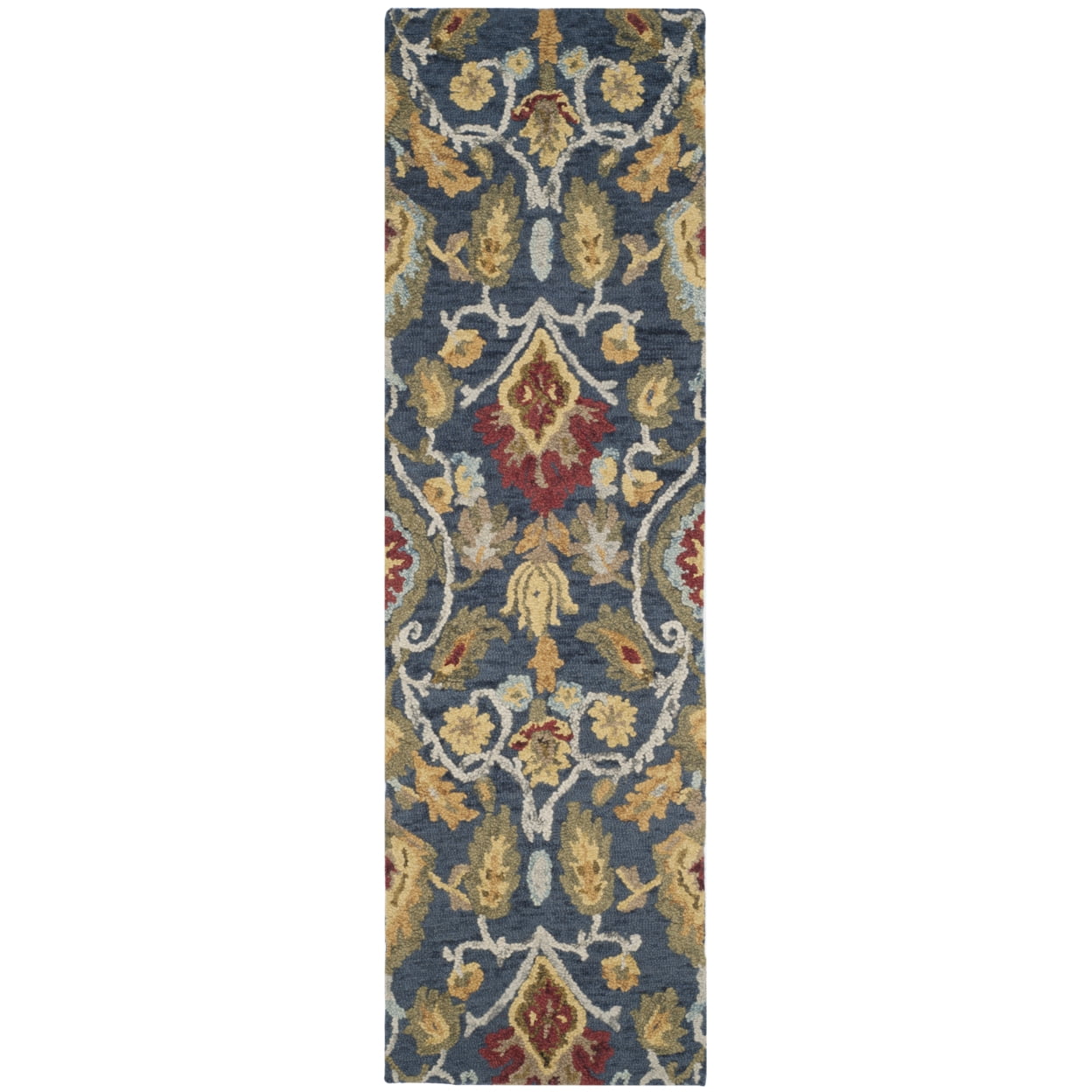 SAFAVIEH Blossom Lennon Floral Wool Area Rug, Navy/Multi, 3' x 3' Round