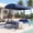 Blue, variant on BaPiPro Gray 3-Person Heavy Duty Metal Patio Swing with Stand, Adjustable Canopy, Removable Comfort Cushions, Foldable Side Table & 2-in-1 Convertible Swing Bed for Garden, Deck, Backyard or Porch