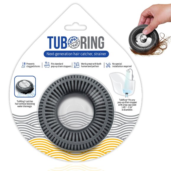 Protector de desagüe contra cabello TUB RING de silicona, 1,85–2,16"