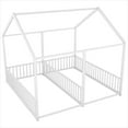 thumbnail image 2 of Bellemave Double Twin Size Floor Bed, Metal Shared Platform Beds for 2, Montessori House Bed Frame with Rails (White), 2 of 9