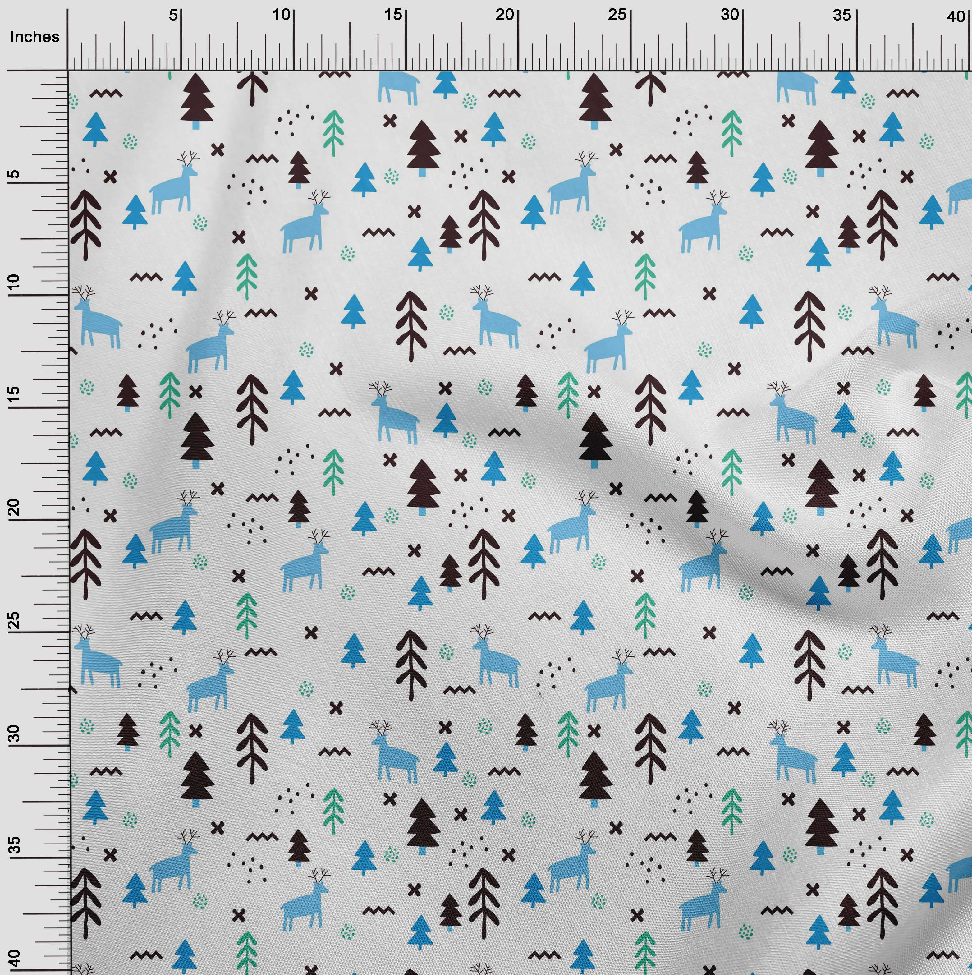 oneOone Rayon White Fabric Christmas Diy Clothing Quilting Fabric Print Fabric By Yard 56 Inch Wide