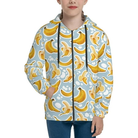 

Hoodies for Teen Girls Boys Cute Banana Blue Long Sleeve Youth Kids Essentials Zip Up Hoodie Lghtweight Fashion Hoodies & Sweatshirts Jacket Fall Winter Outfits Tops