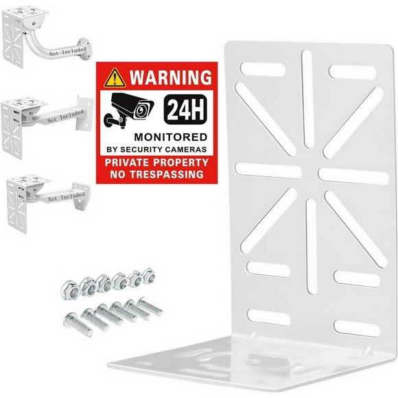 ERDS-CCTV Camera Mount Bracket Adapter, L-Shape Security Camera Mount Plate, Universal Wall Ceiling Mounting Brackets for PTZ Camera and Dome Surveillance Camera (Steel Dome Mount Plate)