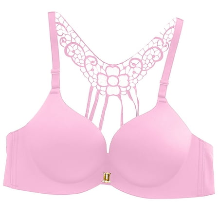 

SOOMLON Supportive Bras for Women Fashion Leopard Beautiful Back Lace Bra Sleep Bralette Everyday Bra Pink L
