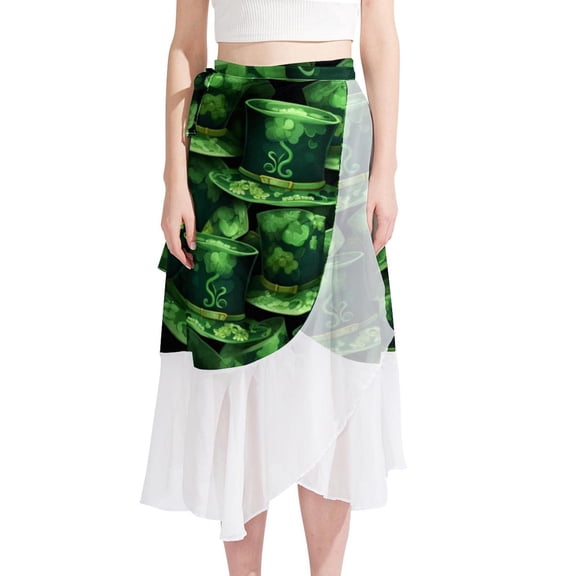 Saint Patrick's Day Chic Chiffon Beach Skirt with Polyester Straps - for the Beach