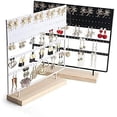 thumbnail image 5 of CHAO Organizador de joyas, 144 agujeros (negro) con base de madera, soporte para pendientes colgantes, 5 of 5