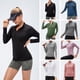 thumbnail image 2 of Camiseta deportiva de manga larga para mujer, polar, cálido, con cremallera en un cuarto Eccomum Blanco/Medio, 2 of 7