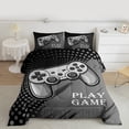 thumbnail image 2 of Manfei Console Gamer Queen Comforter Set,Modern Video Game Bedding Sets,Gray Black Bedding Comforter Set For Kids,Super Cozy Room Decor Reversible,3 Pieces, 2 of 8