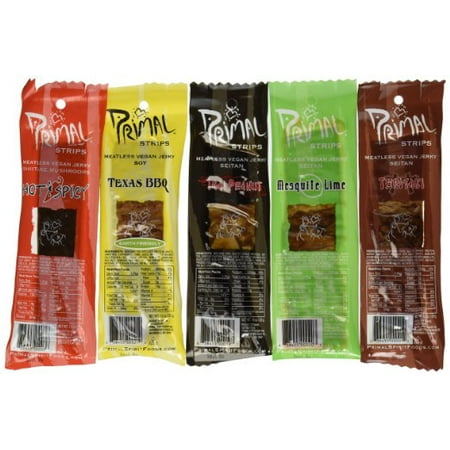 Primal Strips Meatless Vegan Jerky-Variety Gift Pack Sampler; 24 Assorted 1 Ounce Strips
