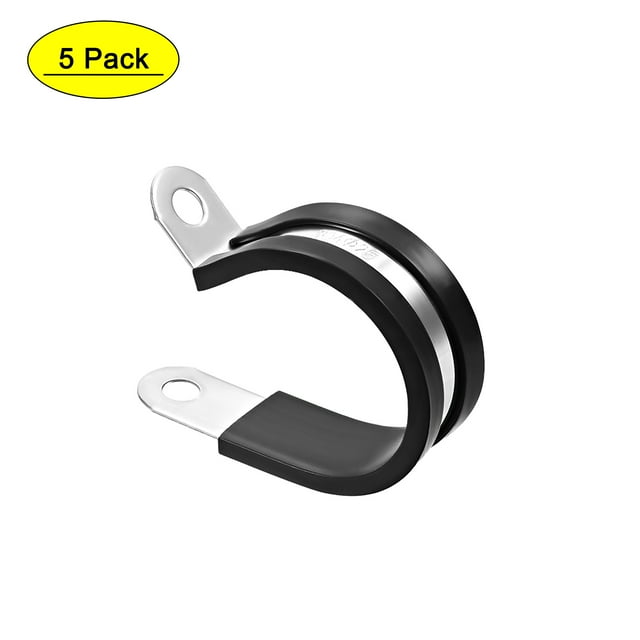 Unique Bargains 25mm Câble Pince 304 en Acier Inoxydable Caoutchouc Amortis Pinces R Forme Pince Métallique 5Pcs