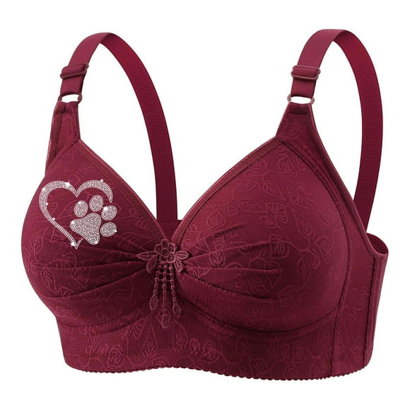 Fall/Winter Savings! Srobpty Womens Wireless Push Up Bras , Woman's Lace Flower Gathered Together Large Size Daily Bra Underwear No Rims