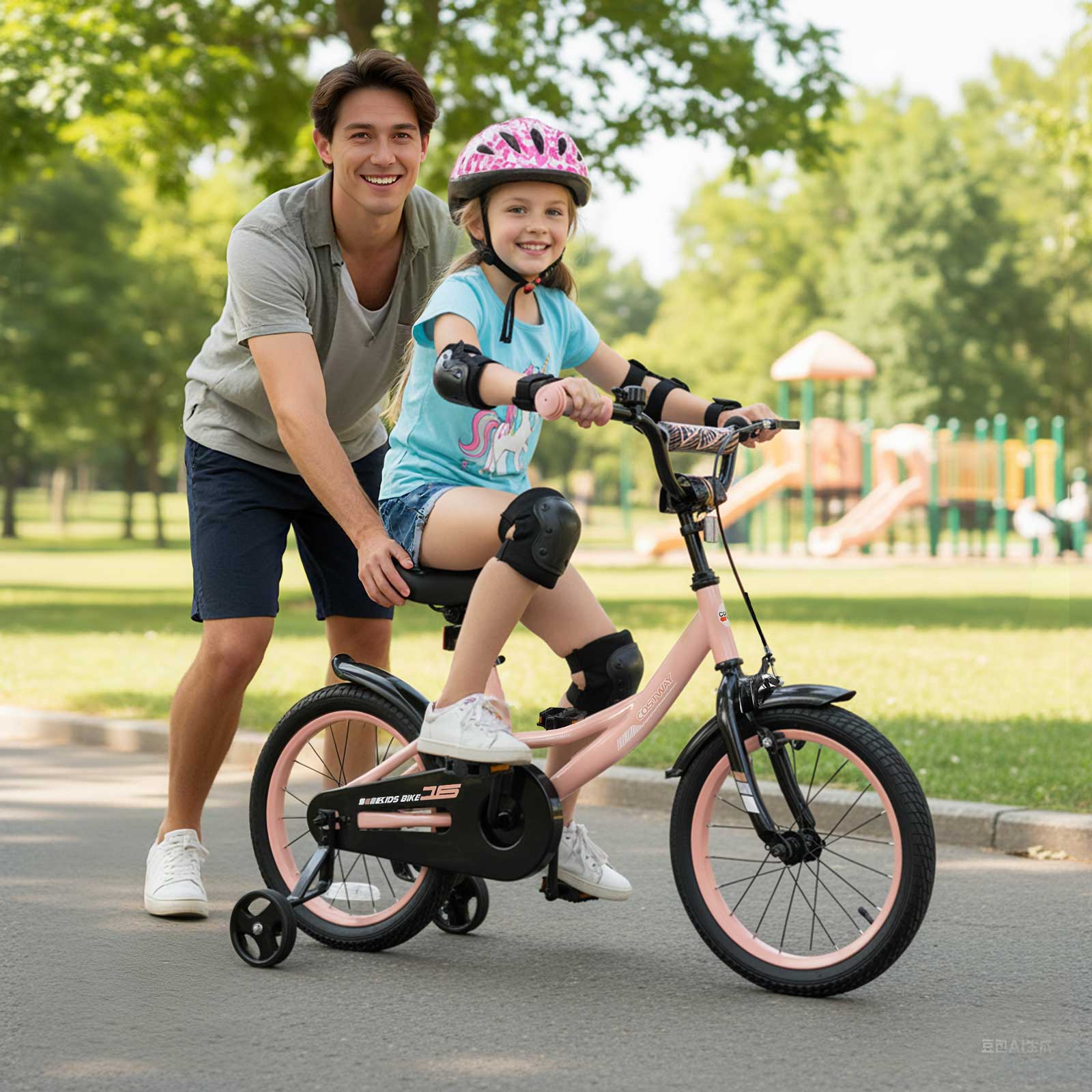 Costway 16-Inch Kids Bike with Training Wheels and Dual Brakes photo 4