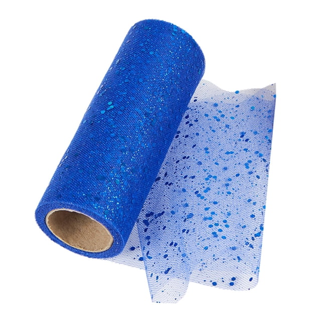 Cinta de tul con purpurina perfecl 10 yardas 6 pulgadas cómoda malla con lentejuelas Azul profundo