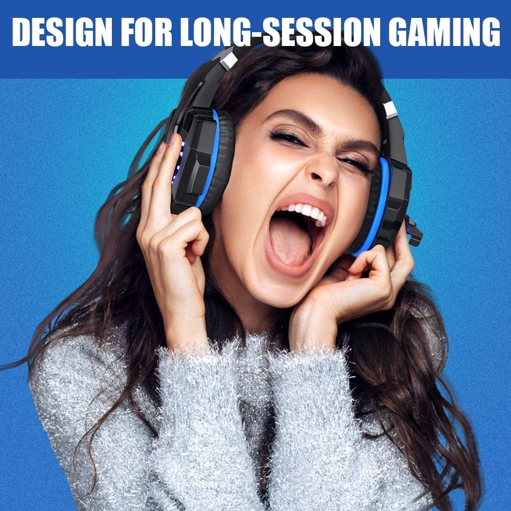 BENGOO G9000 Stereo Gaming Headset with Noise Cancelling Mic, LED Light, Bass Surround for PS4 PC Xbox One PS5 Controller