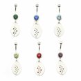 thumbnail image 1 of Belly Button Ring 14g Surgical Steel Dangling Tribal Etched Design CZ Jewels, 1 of 7
