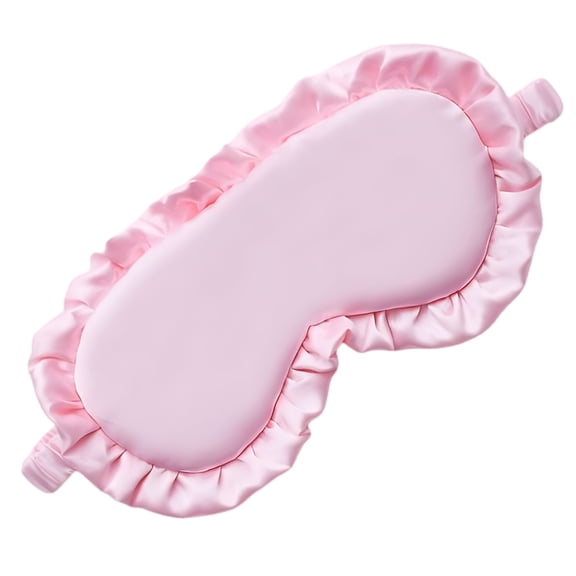 Pink Satin Sleep Mask, Ruffled Eye Mask, Adjustable Band, Breathable Material, Effective Light Blocking, Sleep Aid