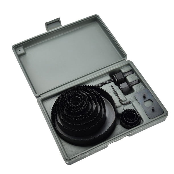 Kit de sierra de corona, juego completo de 19 a 127 mm, acero al carbono de primera calidad tratado térmicamente para mayor durabilidad y resistencia al óxido, incluye mandriles, placa de