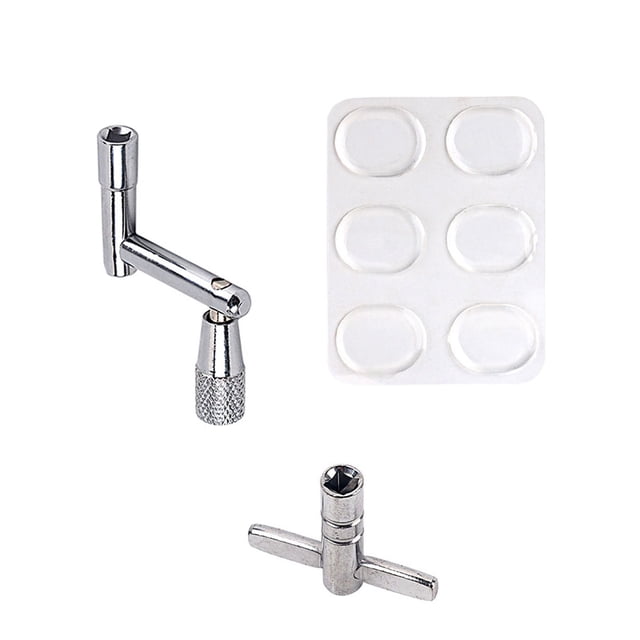 Eigraketly Snare Drum Mute Pads Set Transparente Sticky T Shape Spanner Absorbente de golpes Instrumento de control de tono Suministro Principiantes Niños Accesorios para instrumentos musicales Eigraketly OD026248-00