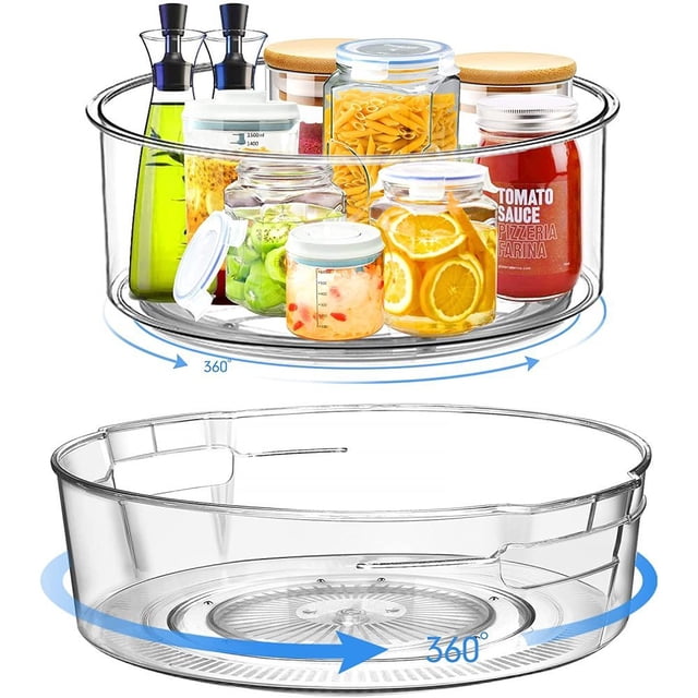 Contenedor de almacenamiento de alimentos de mesa giratoria redonda de plástico, utilizado para gabinetes, bragas, refrigeradores, encimeras, especias, condimentos, organizador giratorio de