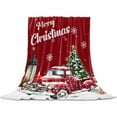 thumbnail image 2 of Christmas Tree Truck Throw Flannel Blanket 30x40In Winter Candle Snowflakes Red Super Soft Cozy Bed Blanket, Lightweight Plush Fuzzy Bed Throw for Bedroom Sofa Couch Living Room, 2 of 4