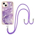 thumbnail image 2 of iPhone 13 Case, iPhone 13 Case Marble, Allytech Marble Serious Ultra Thin Soft TPU Rubber Drop Protection Shock-Absorbing Anti-scratch Lanyard Case Cover for Apple iPhone 13 6.1",Purple, 2 of 4