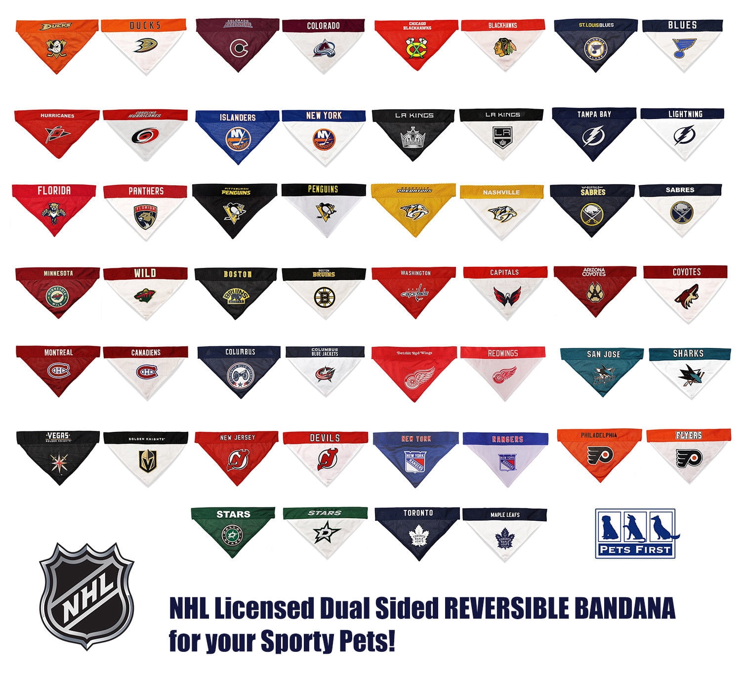 Pets First NHL Washington Capitals Bandana! NEW Reversible Pet Bandana - 2 sided Premium Bandanna