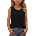 thumbnail image 2 of LIaqionyy Girls Cotton Linen Sleeveless Tank Tops Basic Summer Casual Crew Neck Blouse Solid Color Breathable Loose Vest Shirts, 2 of 7