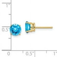 thumbnail image 2 of 14k 6mm Round Checker-cut Blue Topaz Post Earrings XE73BC, 2 of 4