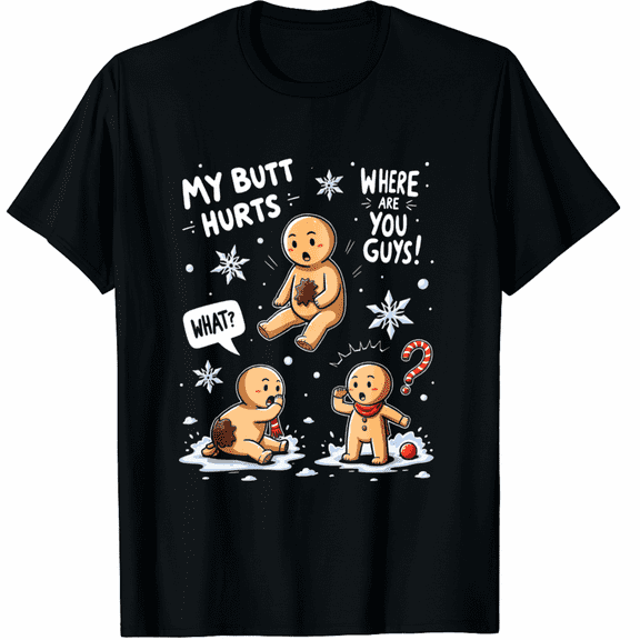 Funny Gingerbread Man Cookie I'm Overbaked Christmas Graphic T-Shirt for Adults Men and Women