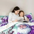 thumbnail image 5 of jejeloiu Santa Claus Full Size Comforter Sets,Purple Christmas Balls Bedding Comforter Set,Kawaii Xmas Reindeer Bedding Sets For Teens,Microfiber Bedroom Decor Reversible,3 Pieces, 5 of 8