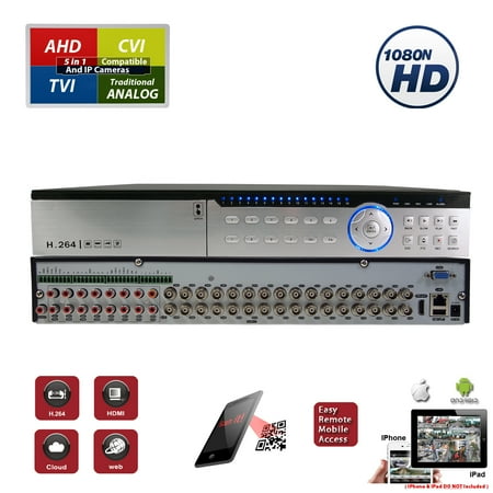 4 Channel Digital Video Recorder - Evertech 32 Channel Security DVR Recorder H.264 1080N Hybrid 4in1 AHD TVI CVI Analog CCTV Security Camera System Digital Video Recorder (No Hard Drive)