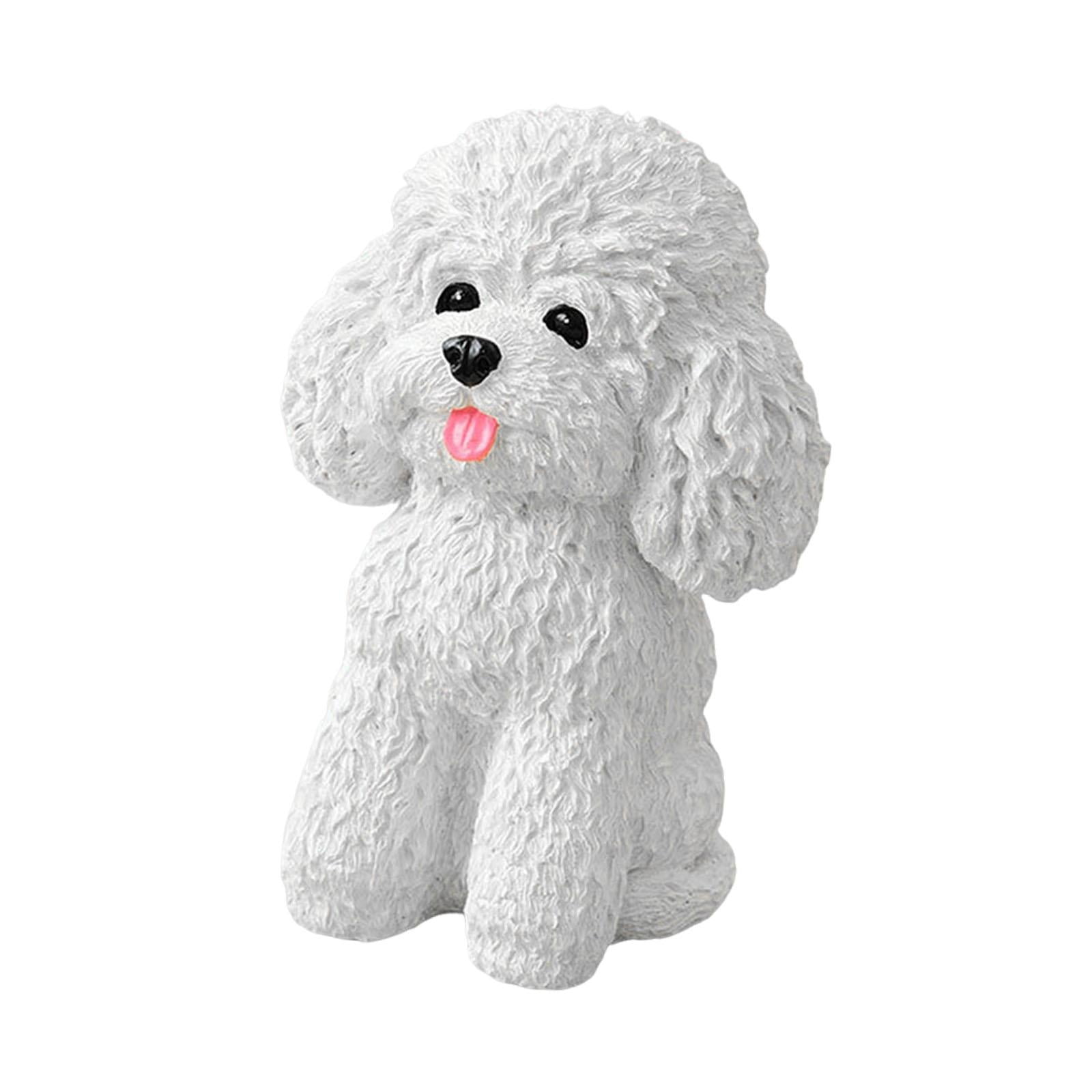 deevoka Sitting Dog Statue Garden Puppy Sculpture Collectibles Indoor and Outdoor Decor Resin Animal Figurine for Yard Porch Entrance White