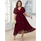 thumbnail image 4 of Vestido de novia SCOMCHIC formal de encaje con cuello en V, alto y bajo, 4 of 7