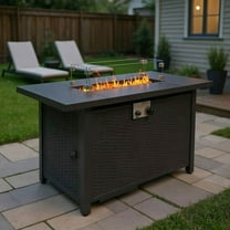 Demifill 43-Inch Iron Fire Table, 50000 BTU Gas Firepit with Volcanic Stone for Outdoor Camping, Black