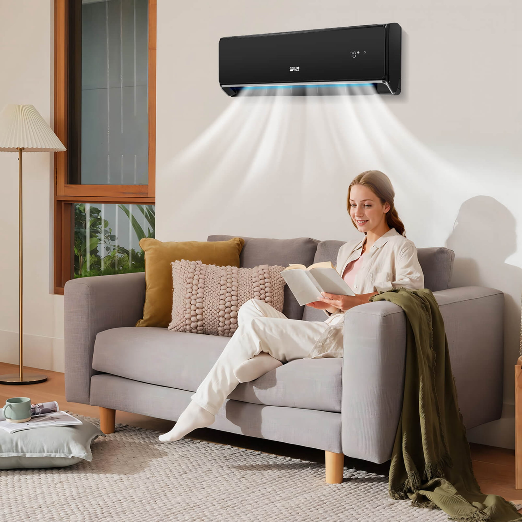 Costway 24000 BTU Wifi Enabled Mini Split Air Conditioner & Heater with Heat Pump Black