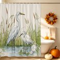 thumbnail image 4 of Wildlife Birds Shower Curtain Set - Small 36" x 72" Washable Bathtub Curtain with 12 Hooks, Beige Farmhouse Botanical Water Reflection Waterproof Fabric Stall Shower Curtains for Bathroom Décor, 4 of 8