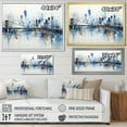 thumbnail image 4 of Designart "Grey Blue Minimalism Urban happiness II" Cityscapes Floater Framed Wall Art Living Room, 4 of 7