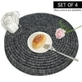 thumbnail image 1 of 15 in Round Woven Vinyl Placemats Set of 4, Modern Non-Slip Insulation Placemat Washable Table Mats for Dining Table, Braided Cotton Place Mats for Kitchen Dining Table Holiday Party – Black, 1 of 7