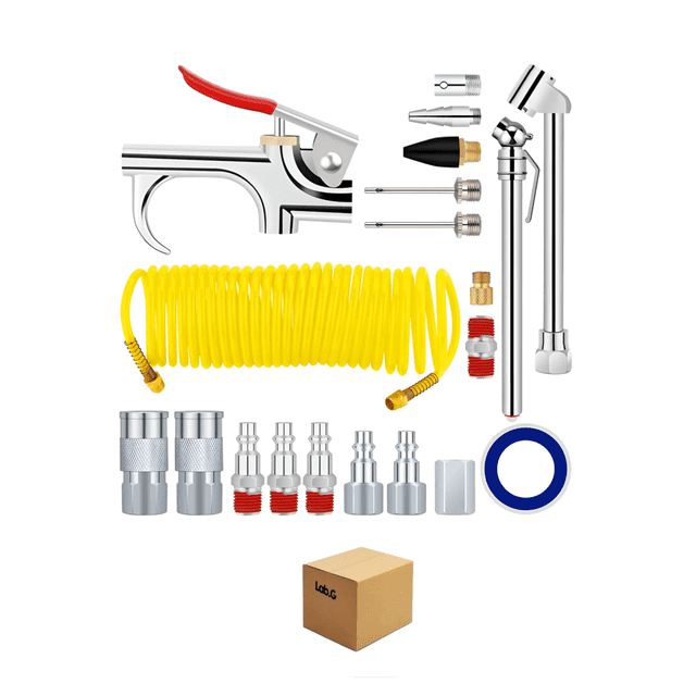 Accesorios Aire Para Compresor Con Manguera 20 Piezas Lab.G Plateado, Amarillo