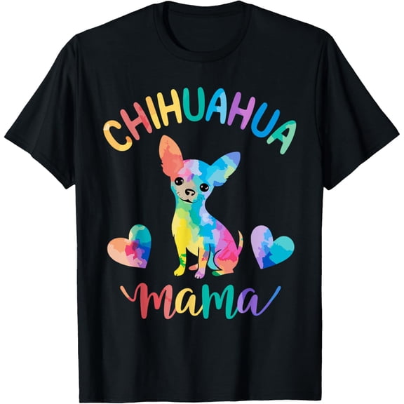 Chihuahua Mama Dog Mom T-ShirtMen's and women's gift, black and white T-shirt, size: Extra large S-4XL