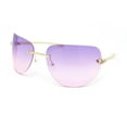 thumbnail image 2 of Rimless Oversized Curved Oceanic Lens Leopard Jewel Arm Sunglasses Gold - Purple Pink, 2 of 4
